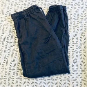 MUJI French linen easy tapered jogger pants